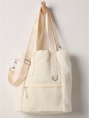 NWT Free People FP Movement Cozy Carryall Sherpa Tote - Ivory / Whipped Cream